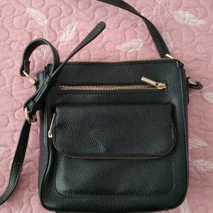 A Day Away black leather crossbody bag